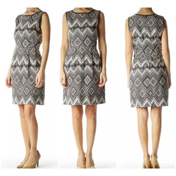 J.Crew size 4 black and white woven sheath dress - Picture 2 of 5